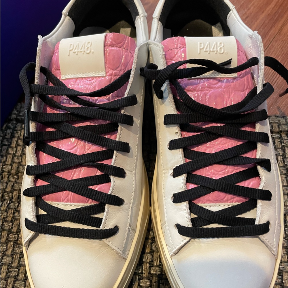 P448 Women’s White and Pink Shoes- Size 38